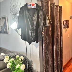 ELOQUII Black Faux Leather Top